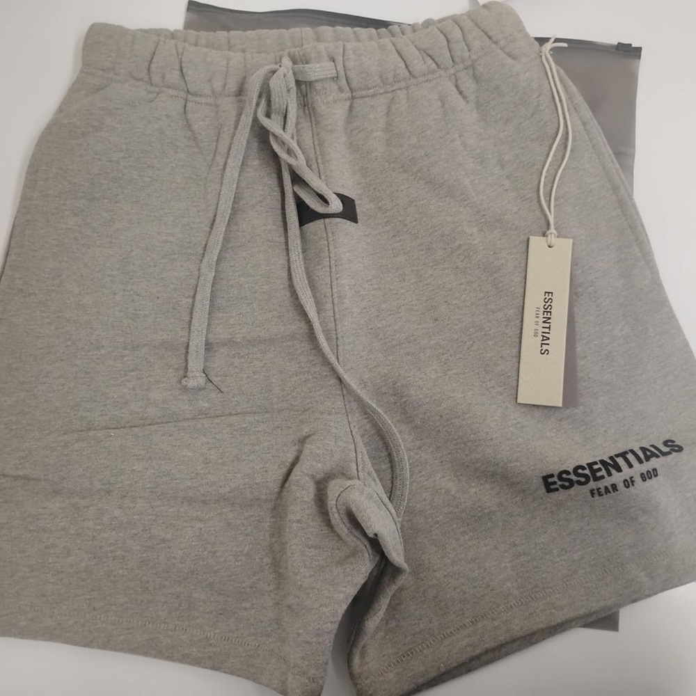Essentials Grey Logo Drawstring Sweat Shorts
